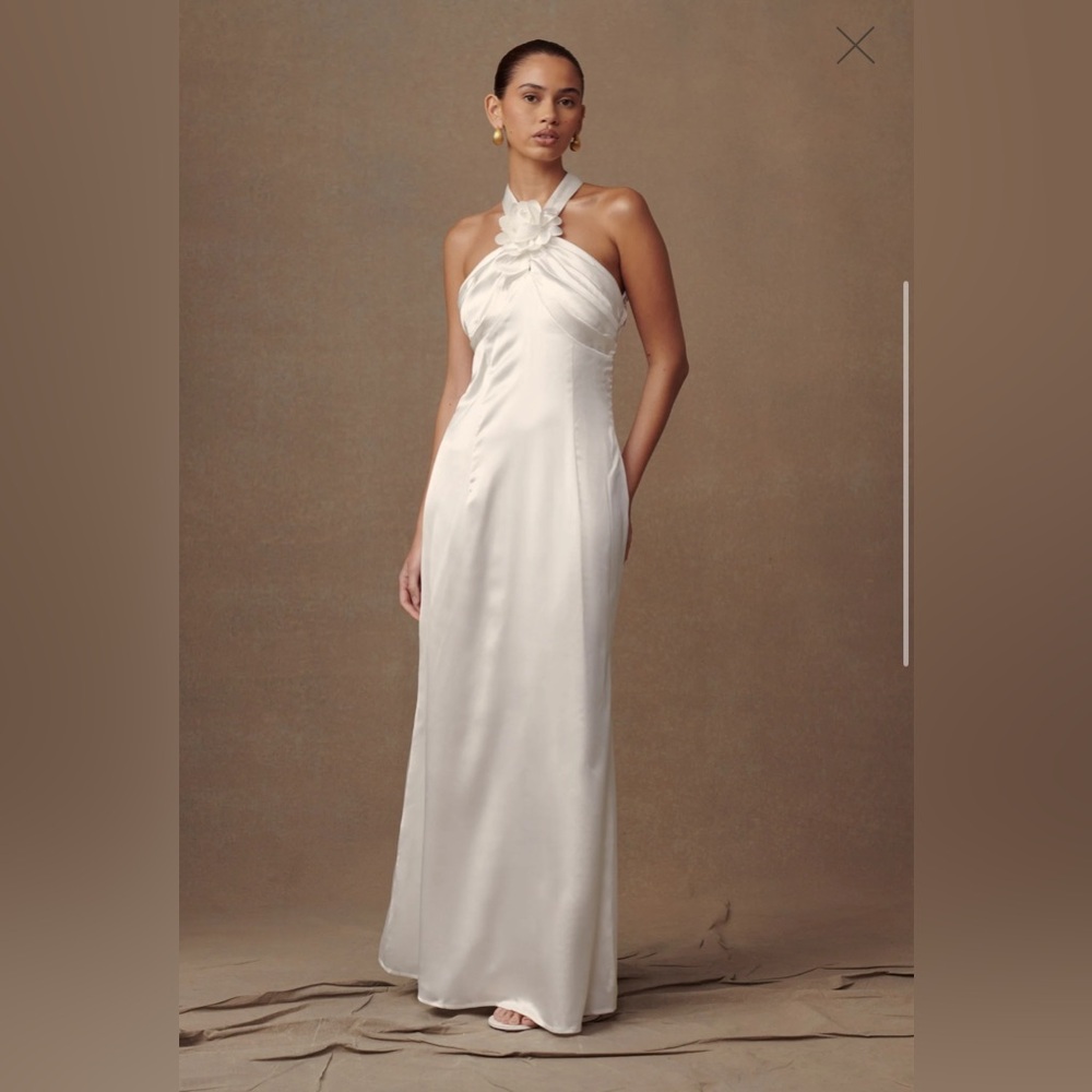 Dylan Rose Halter Maxi Dress - White